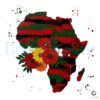 Vibrant Juneteenth Africa Map PNG with Bold Floral Design
