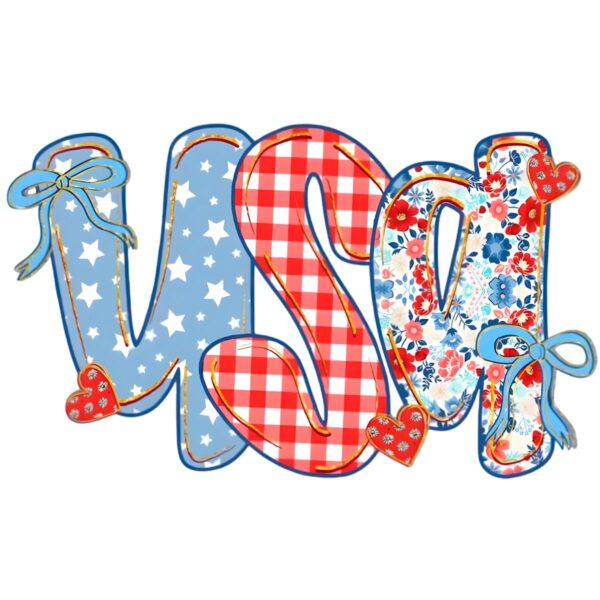 Coquette Floral Usa Glitter Preppy America 1776 PNG