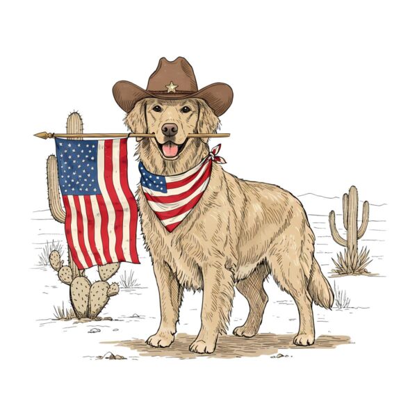 Cowboy Patriotic Dog Western 4Th Of July Usa Flag PNG