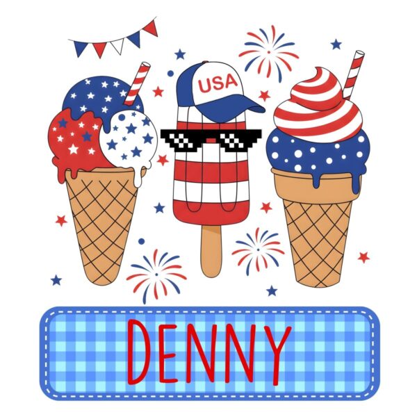Custom Name 4Th Of July Boys Patriotic Ice Cream PNG