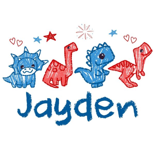 Custom Name 4Th Of July Dinosaur Patriotic Toddler Boy PNG