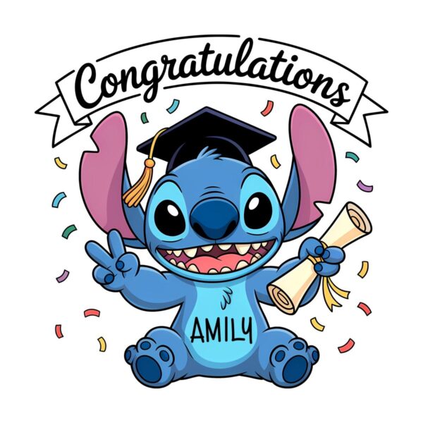 Disney Cartoon Stitch Graduate Custom Name PNG