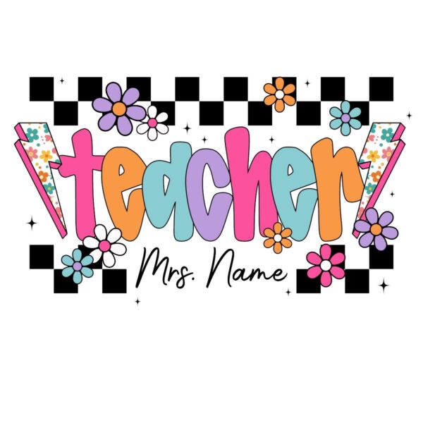 Floral Teacher Name Custom PNG Design