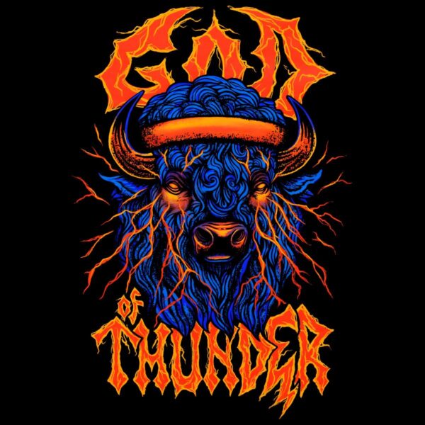 God Of Thunder Electric Bison Okc Basketball PNG