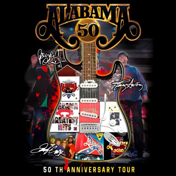 Guitar Alabama Band 50Th Anniversary Tour Signatures PNG