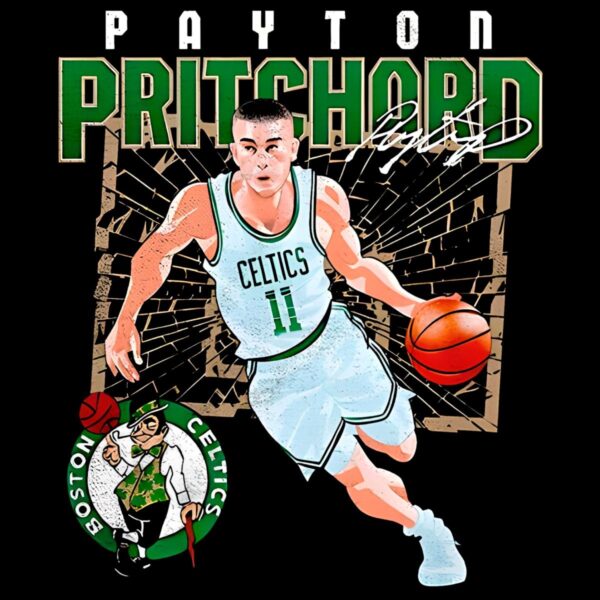 Payton Pritchard Boston Celtics Basketball Player Shattered Signature PNG