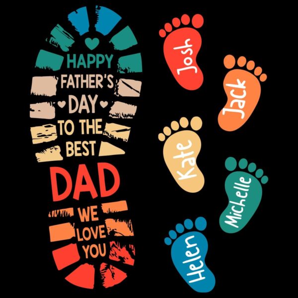 Personalized Dad And Kids Footprints Names SVG