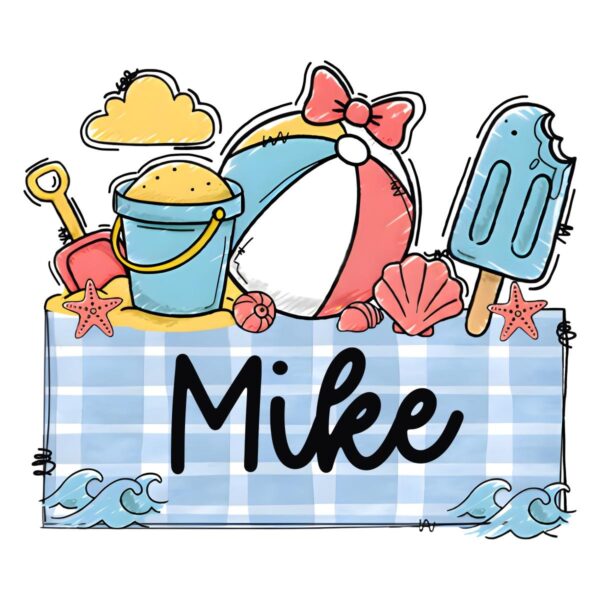 Personalized Summer Beach Name Plate Kids PNG