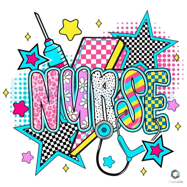 Preppy Retro Nurse Life Checkered Design PNG