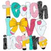 Preppy Teach Love Inspire Teacher Pencil Glitter Doodle PNG