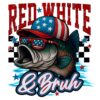 Red White And Bruh 4Th July Bass Fishing American Flag PNG