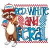 Red White And Feral Funny Patriotic Raccoon PNG