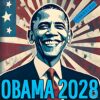 Retro Barack Obama 2028 PNG with American Flag Design