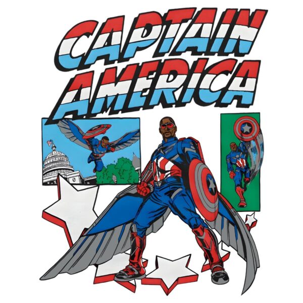 Retro Vintage Captain America Sam Wilson Marvel Comic Panel PNG