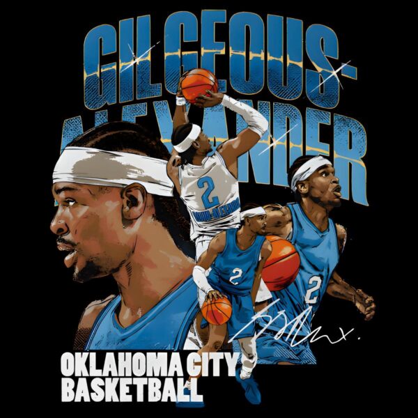Shai Gilgeous Alexander Oklahoma City Basketball Collage PNG