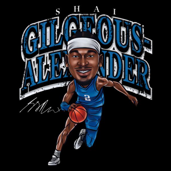 Shai Gilgeous Alexander Oklahoma City Thunder Cartoon Style PNG