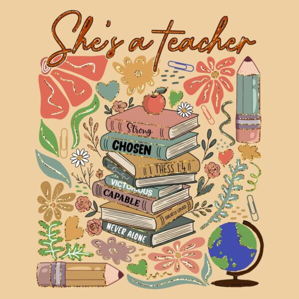 She Is A Teacher Boho Floral Appreciation PNG