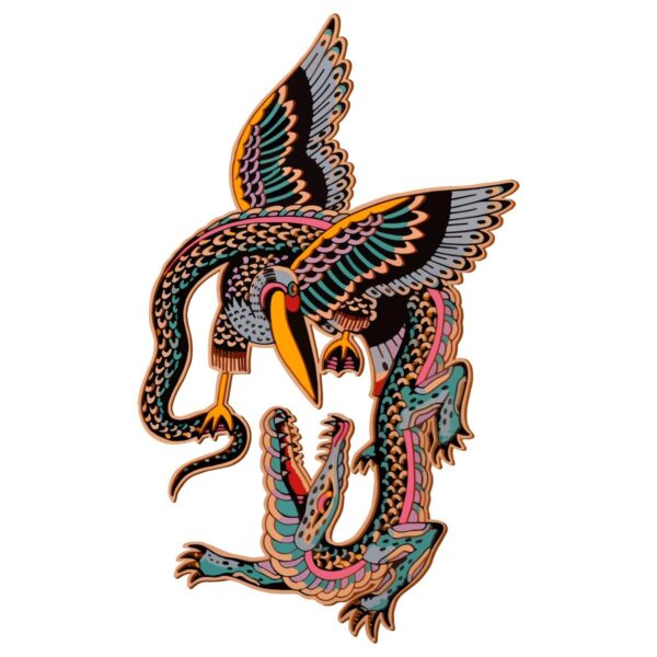 Sky Clash Dragon And Crane Tattoo Art PNG