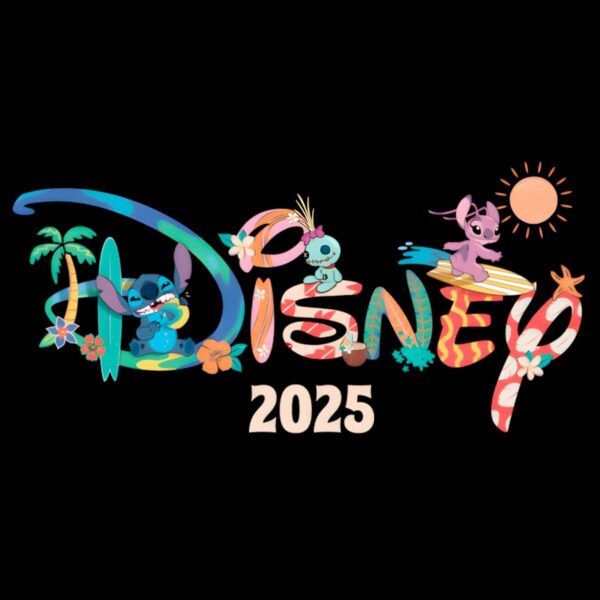 Stitch Angel Scrump Disney Family Trip 2025 Tropical Vacation PNG