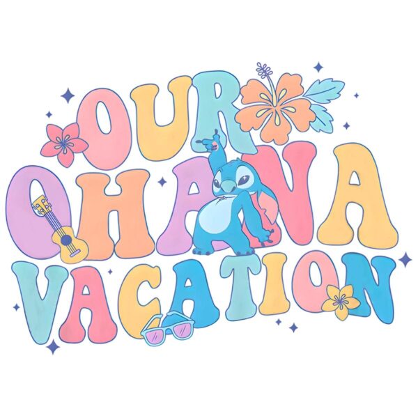 Stitch Our Ohana Vacation Pastel Family Trip Matching PNG