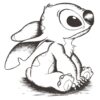 Stitch Sitting Sketch Hand Drawn Style PNG