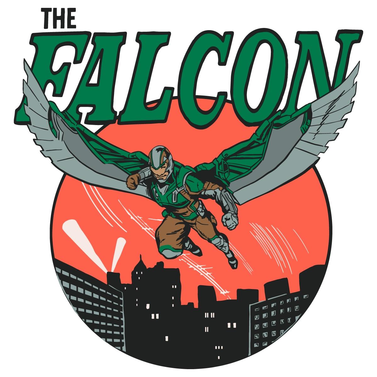 The Falcon Retro Marvel Comic Style Skyline Sunset SVG Silhouette The Falcon Retro Marvel Comic Style Skyline Sunset SVG Silhouette