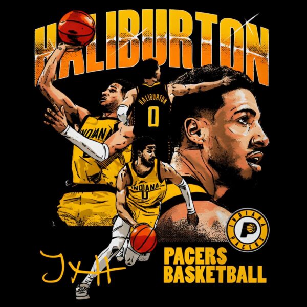 Tyrese Haliburton Indiana Pacers Basketball Collage PNG