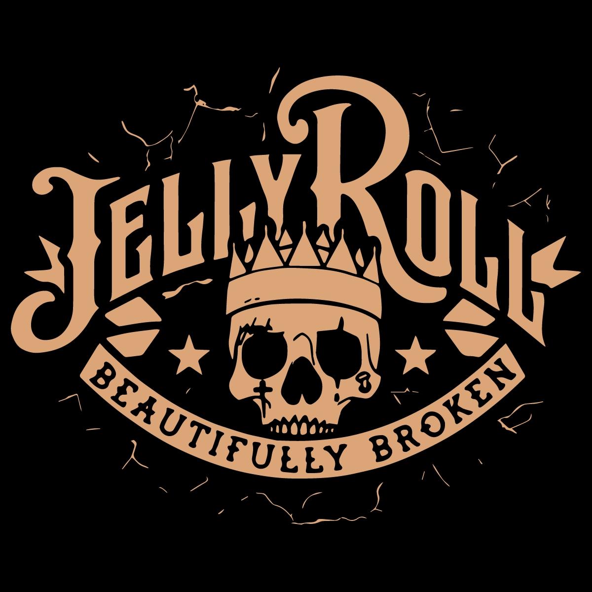 Vintage Jelly Roll Beautifully Broken Skull Crown SVG