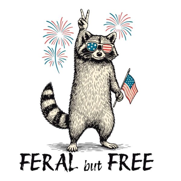 Vintage Patriotic Raccoon Feral But Free Usa Flag SVG