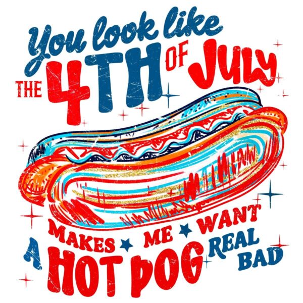 You Look Like The 4Th Of July Retro America Hot Dog PNG