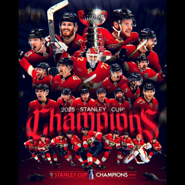 2025 Stanley Cup Champions Back To Back Florida Panthers Poster PNG