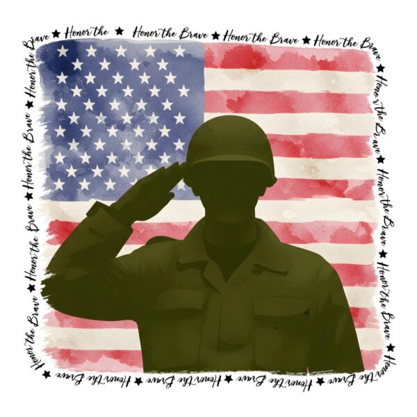 4Th Of July Honor The Brave Soldier Saluting American Flag PNG