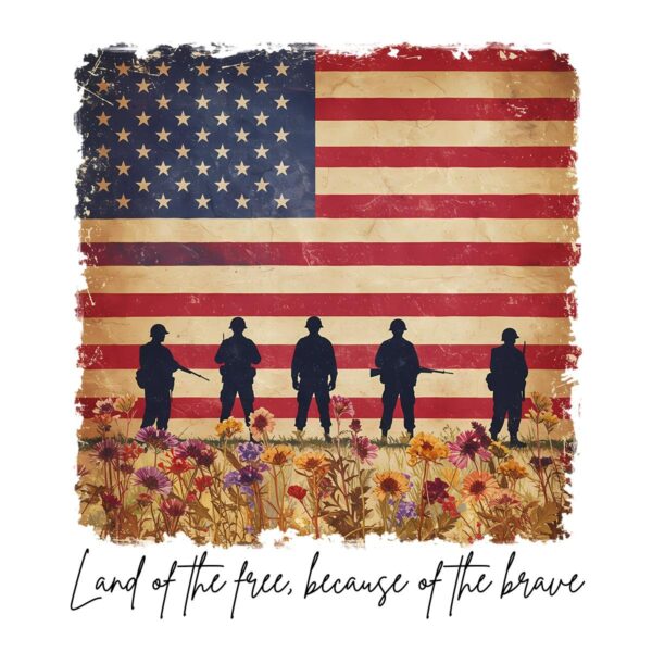 American Heroes Patriotic Soldier Wildflower Flag PNG