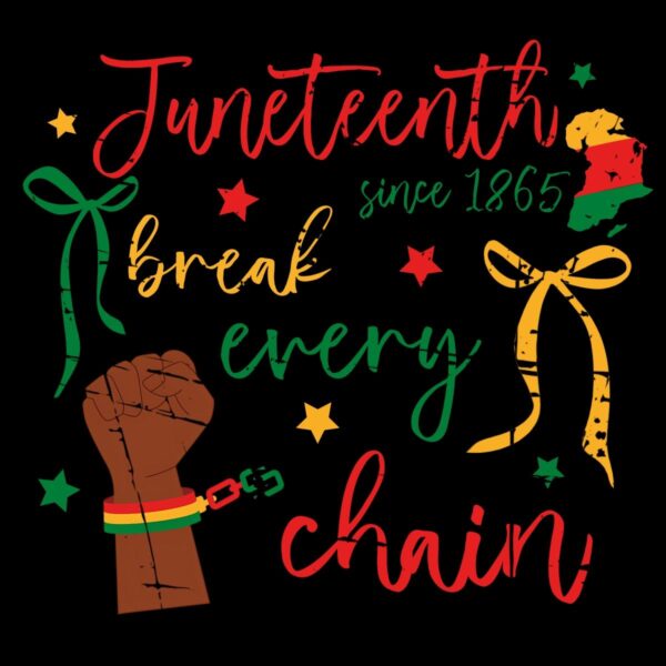 Break Every Chain Juneteenth Afro Pride Sine 1865 PNG