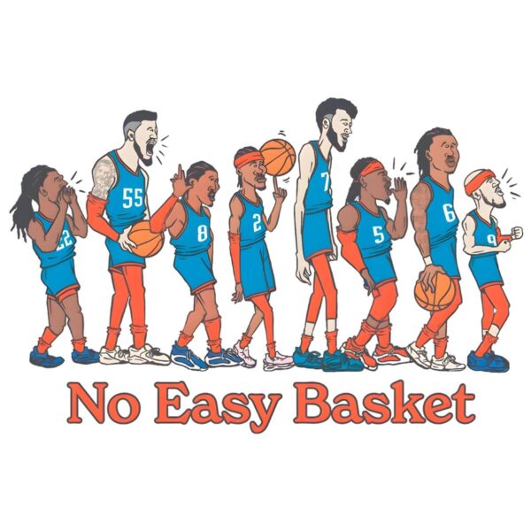 Cartoon Oklahoma City Thunder Players Lined Up With No Easy Basket Text PNG