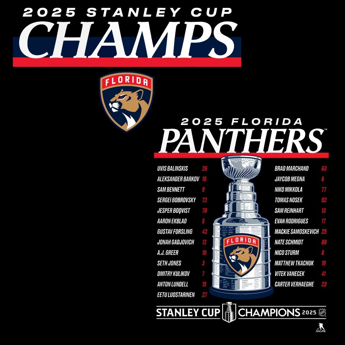 Florida Panthers 2025 Stanley Cup Champions Give And Go Roster PNG Florida Panthers 2025 Stanley Cup Champions Give And Go Roster PNG
