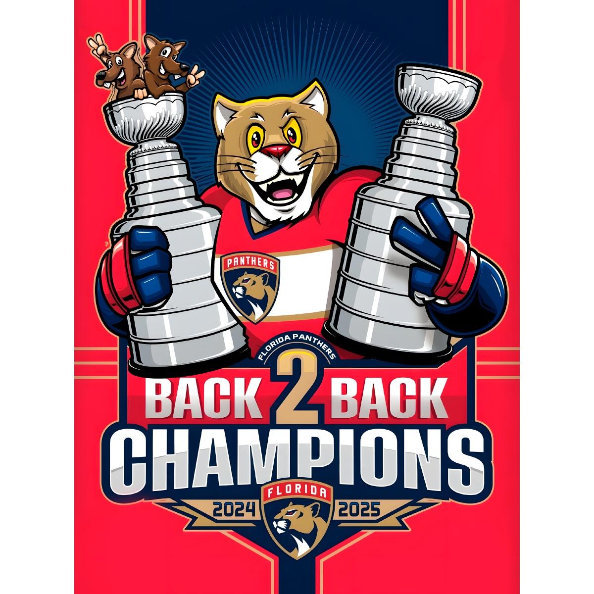 florida-panthers-back-to-back-champions-2024-2025-mascot-holding-stanley-200625018 Florida Panthers Back To Back Champions 2024 2025 Mascot Holding Stanley Cups PNG