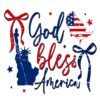 God Bless America Usa Flag Map Liberty Bow 4Th Of July PNG