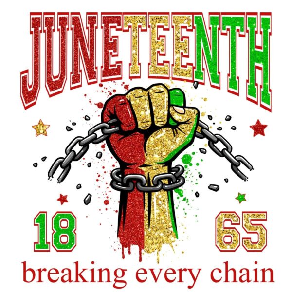 Juneteenth 1865 Glitter Broken Chains Black Freedom PNG