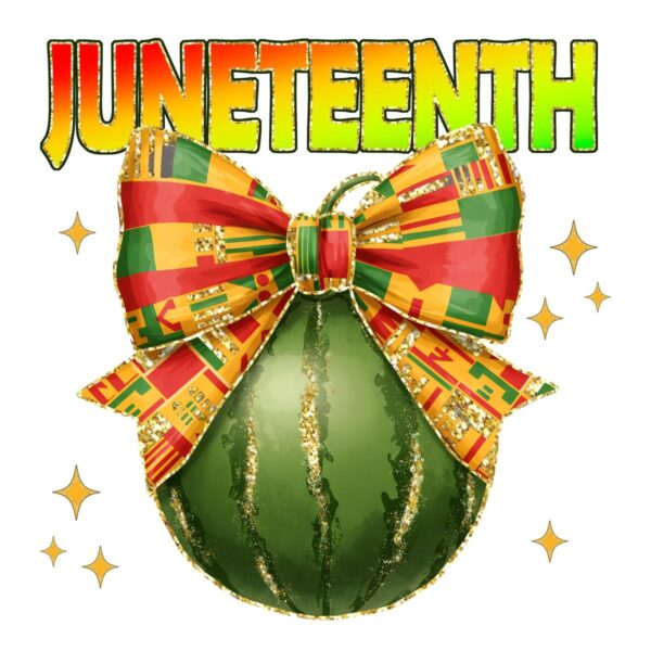 Juneteenth Watermelon Bow Glitter Afro Pride PNG