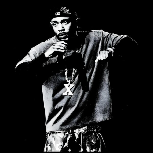 Kendrick Lamar Black And White Rap Pose Concert Style PNG