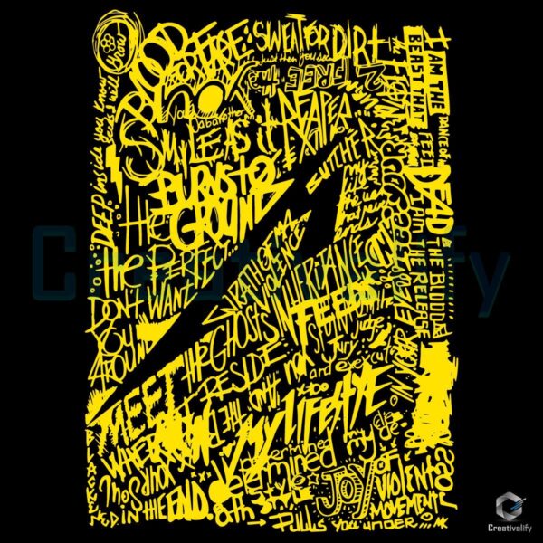 Metallica 72 Seasons Yellow Lyric Typography SVG