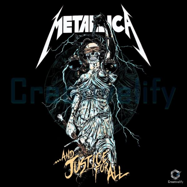 Metallica And Justice For All Pinball Art Lady Liberty Lightning Poster PNG