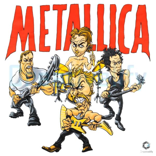 Metallica Cartoon Band Tour 1996 1997 Vintage Style PNG