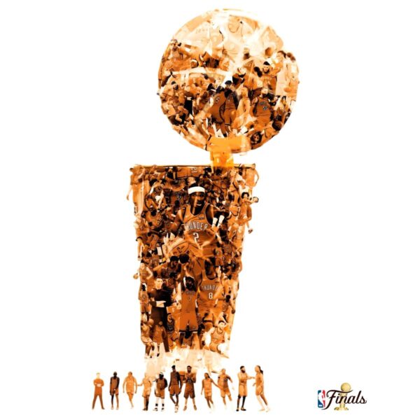 Oklahoma City Thunder 2025 Nba Champions Trophy Silhouette Collage PNG