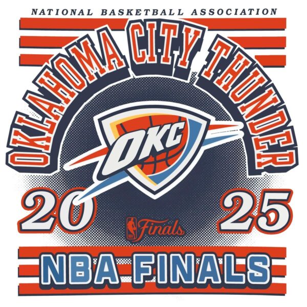Oklahoma City Thunder 2025 Nba Finals Striped Logo Basketball PNG