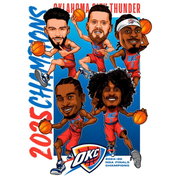 Oklahoma City Thunder Nba Finals Champions Caricature Roster PNG
