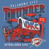 Oklahoma City Thunder Pioneer Wagon Scene Retro Basketball PNG
