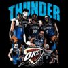 Oklahoma City Thunder Team Retro Blue Basketball Players Collage PNG