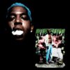 Kid Cudi Smoking Face Blue Hair Front And Street Pose Lightning Back PNG